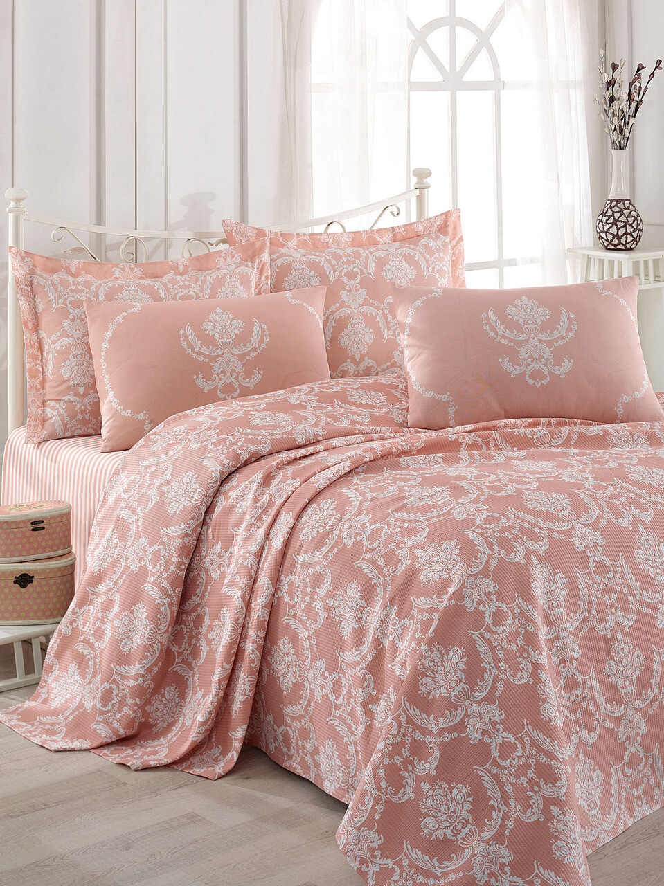 Set cuvertura pique Single, L'essentiel Maison, Pure, Pulbere / Alb - imagine 6
